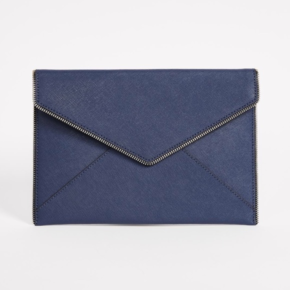 navy leather clutch